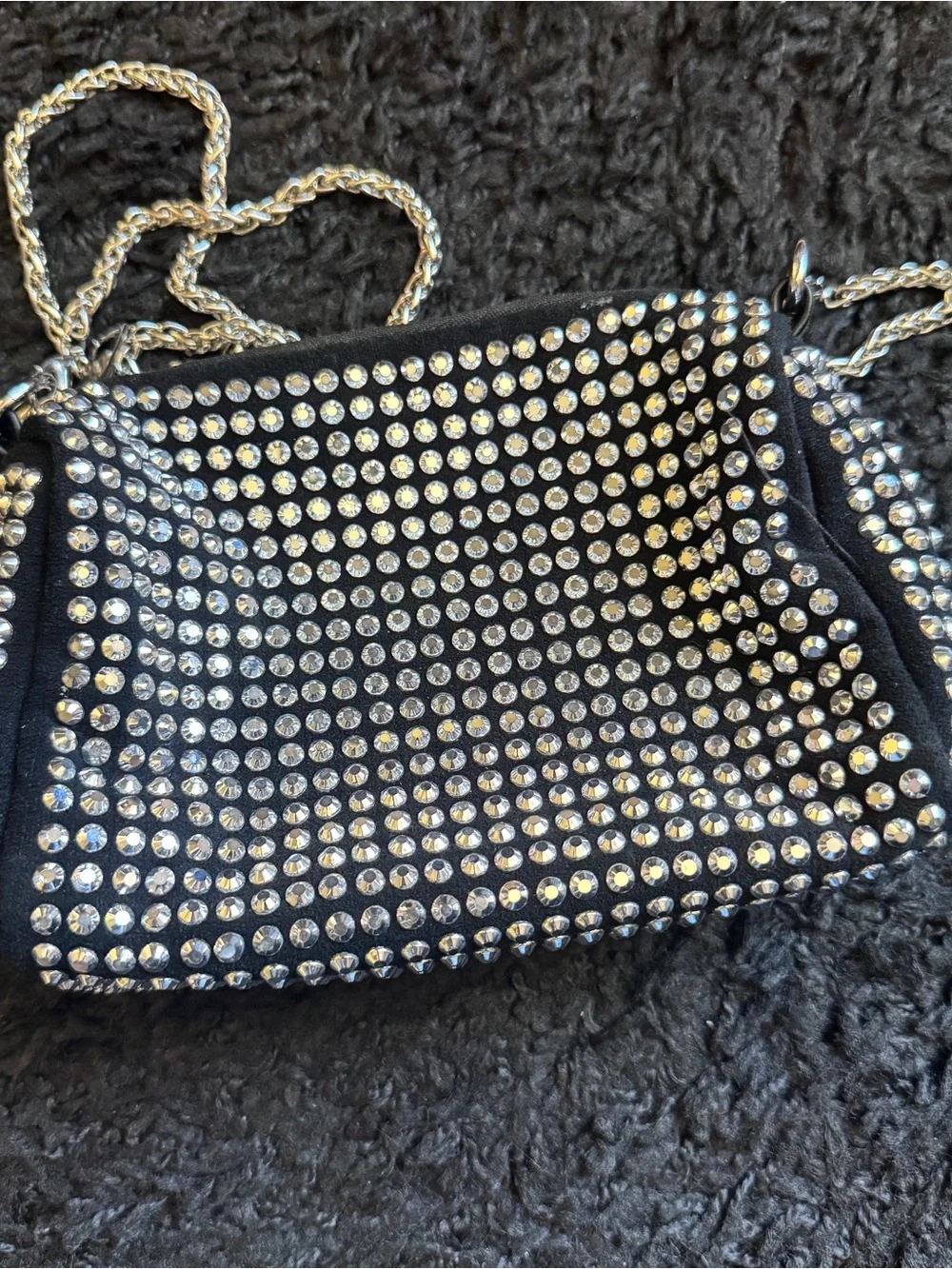 Olivia Miller Black Studded Crossbody Bag with Silver Chain